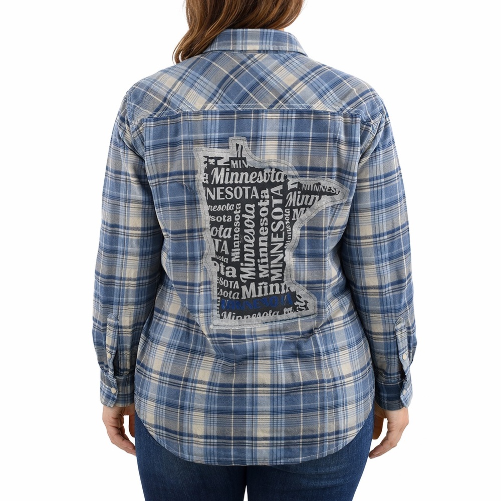 Weatherproof Vintage Flannel Size 2XL Minnesota Patch Upcycled Plaid Shirt
